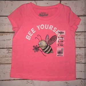 OshKosh Glittery Short Sleeve Shirt Baby Girl 6-9